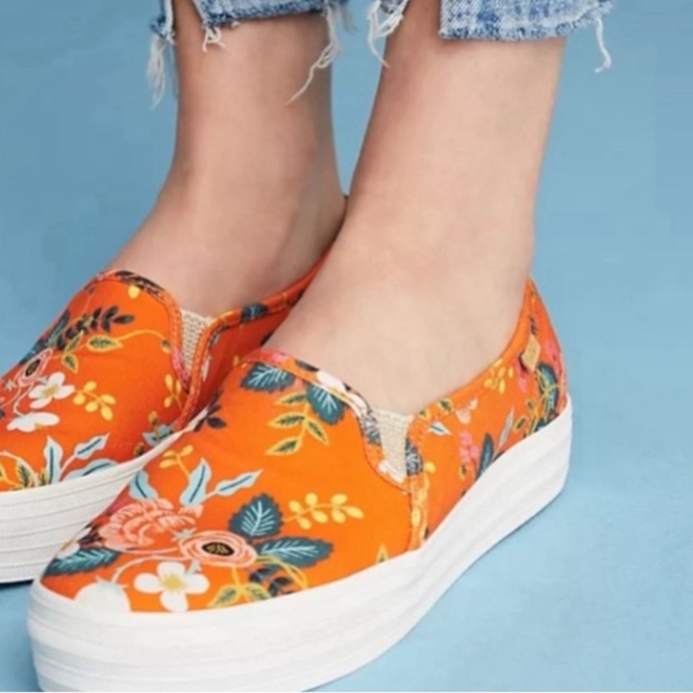 Keds Floral Orange Slip-On Sneakers
